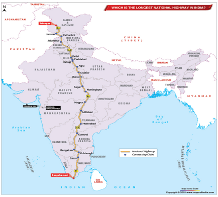 The National Highway 44 passes through which of the following states? 1 ...