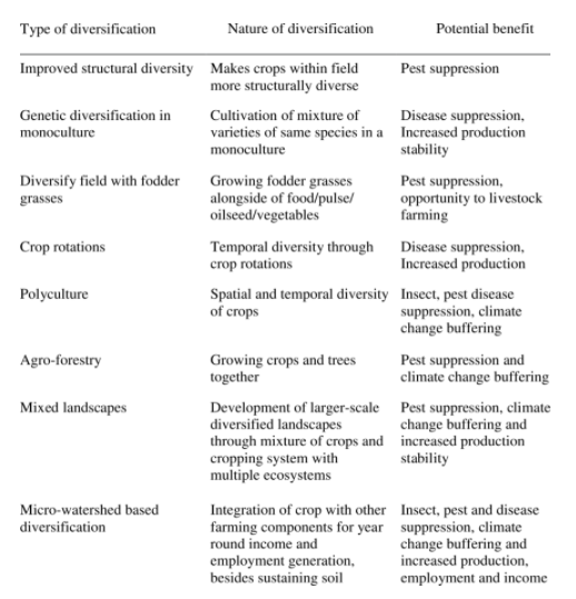 Types of crop diversification