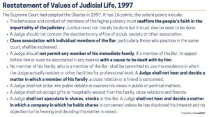 Restatement of Values of Judicial Life Judicial Accountability UPSC