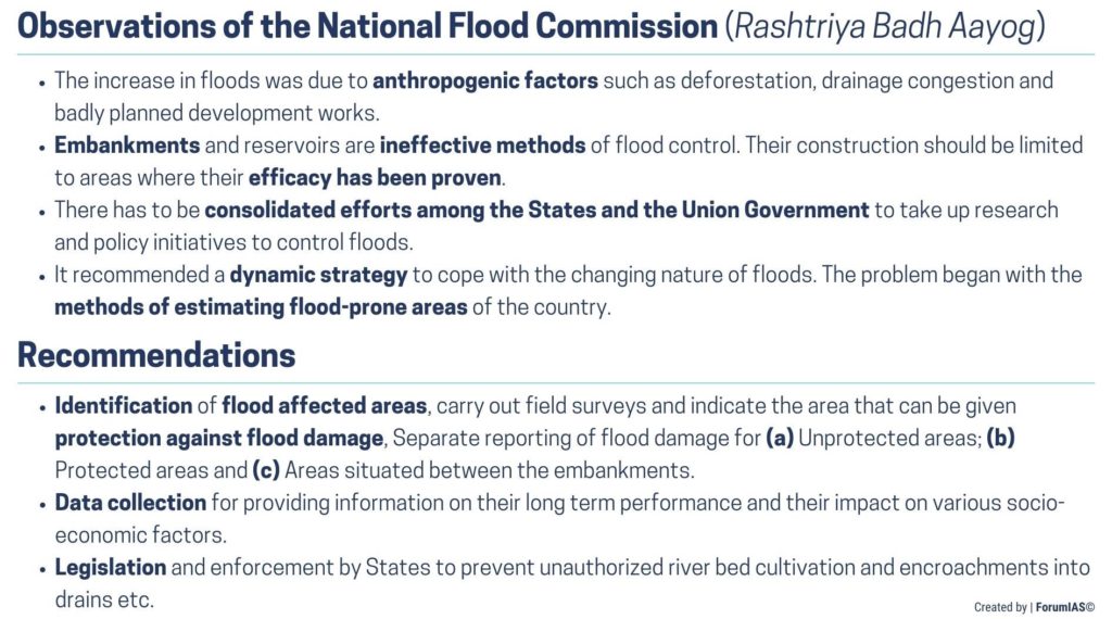 Recommendations of the National Flood Commission Rashtriya Badh Aayog UPSC