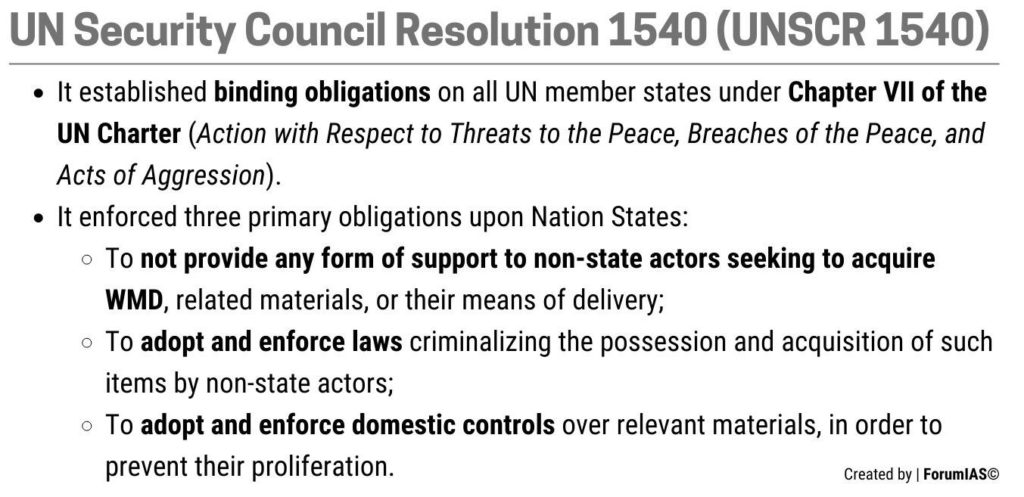 UNSCR 1540 WMDs UPSC
