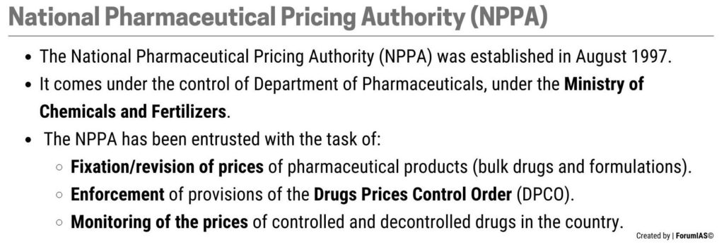 National Pharmaceutical Pricing Authority NPPA, Drug Pricing in India NELM UPSC