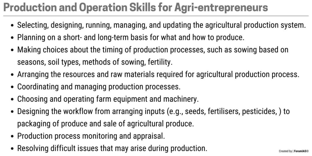 Production and Operation Skills for Agri-entrepreneurs UPSC