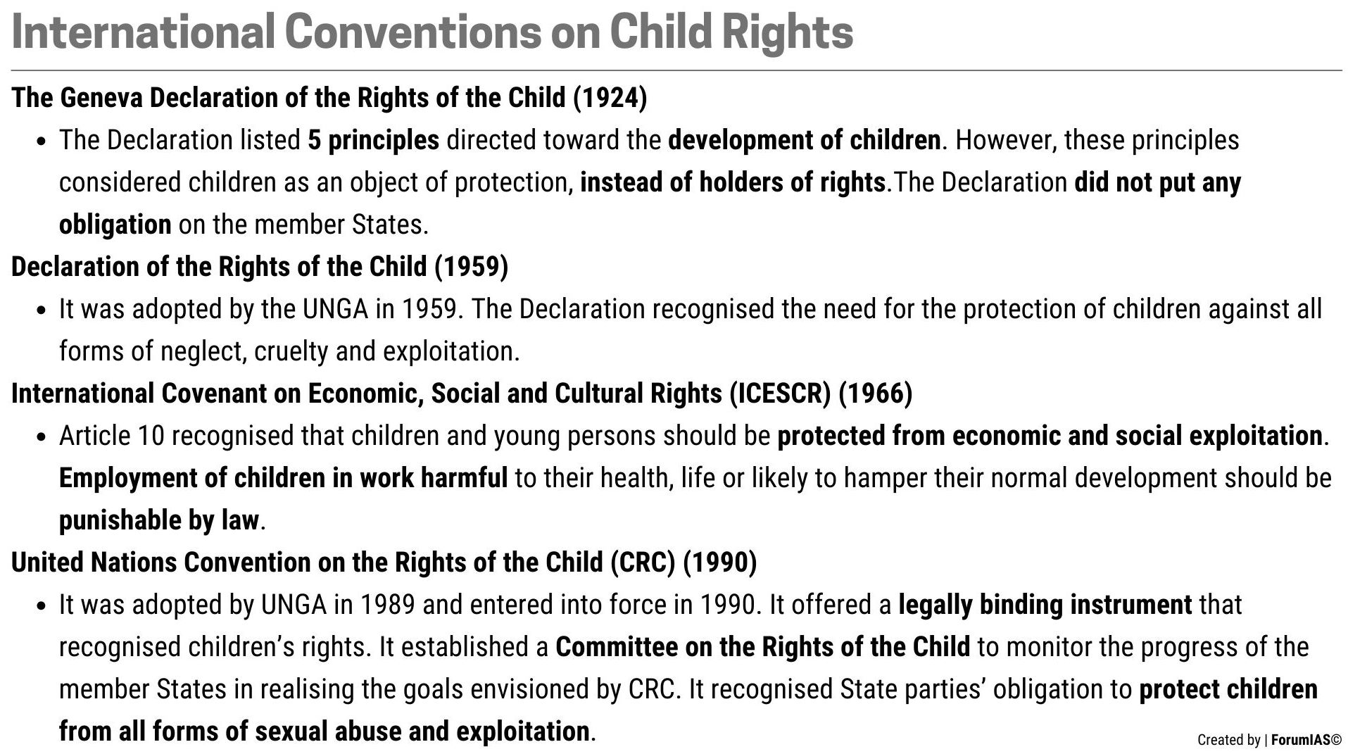 International Conventions on Child Rights UPSC