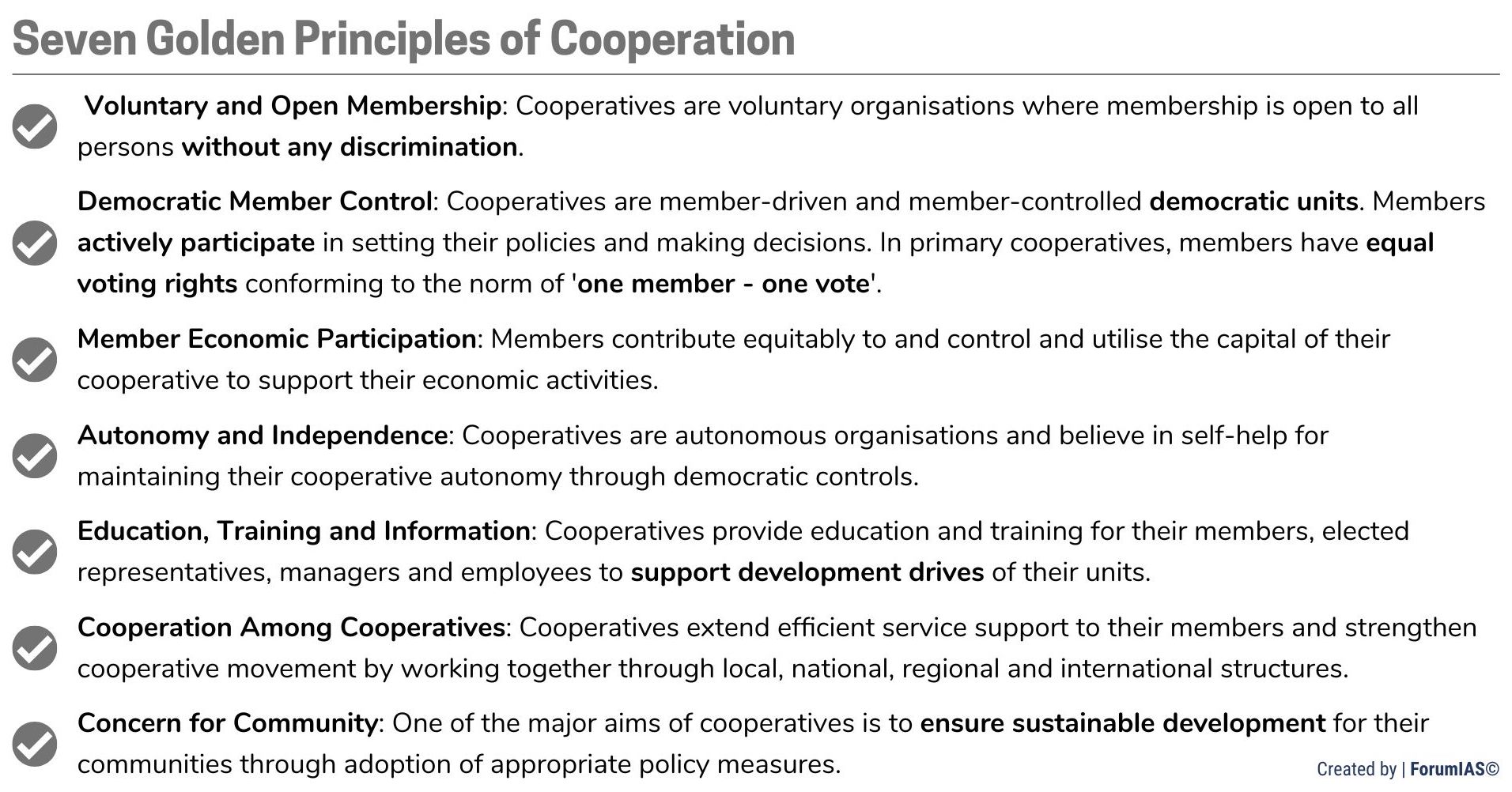Seven Golden Principles of Cooperatives FPOs UPSC