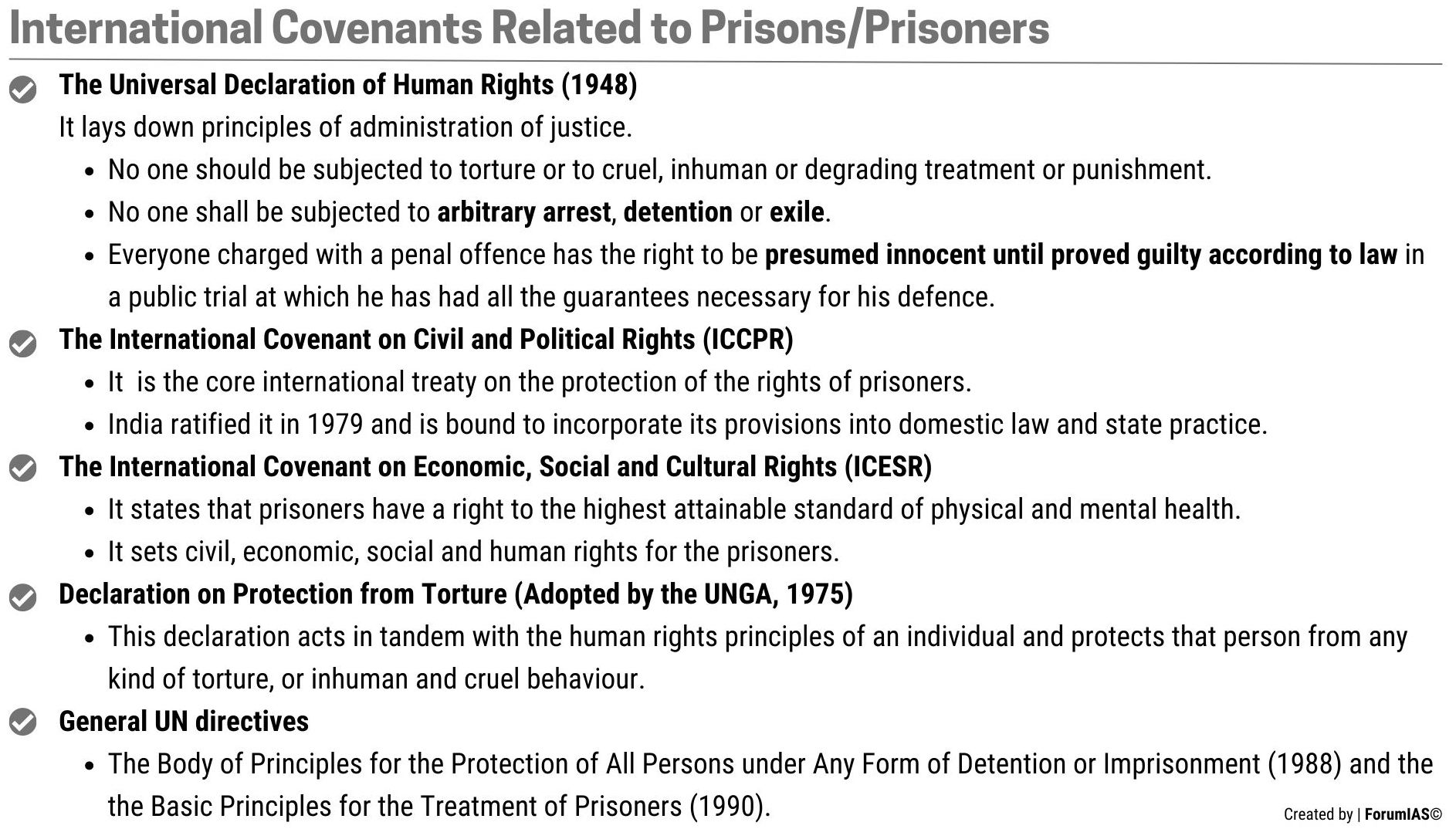 International Covenants Related to Prisoners Prison Reforms UPSC