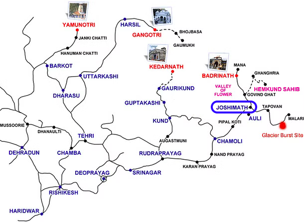 Location of Joshimath UPSC