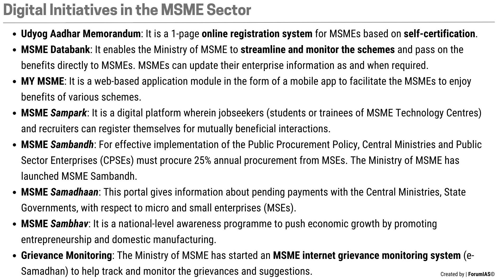 Digital Initiatives in the MSME Sector UPSC