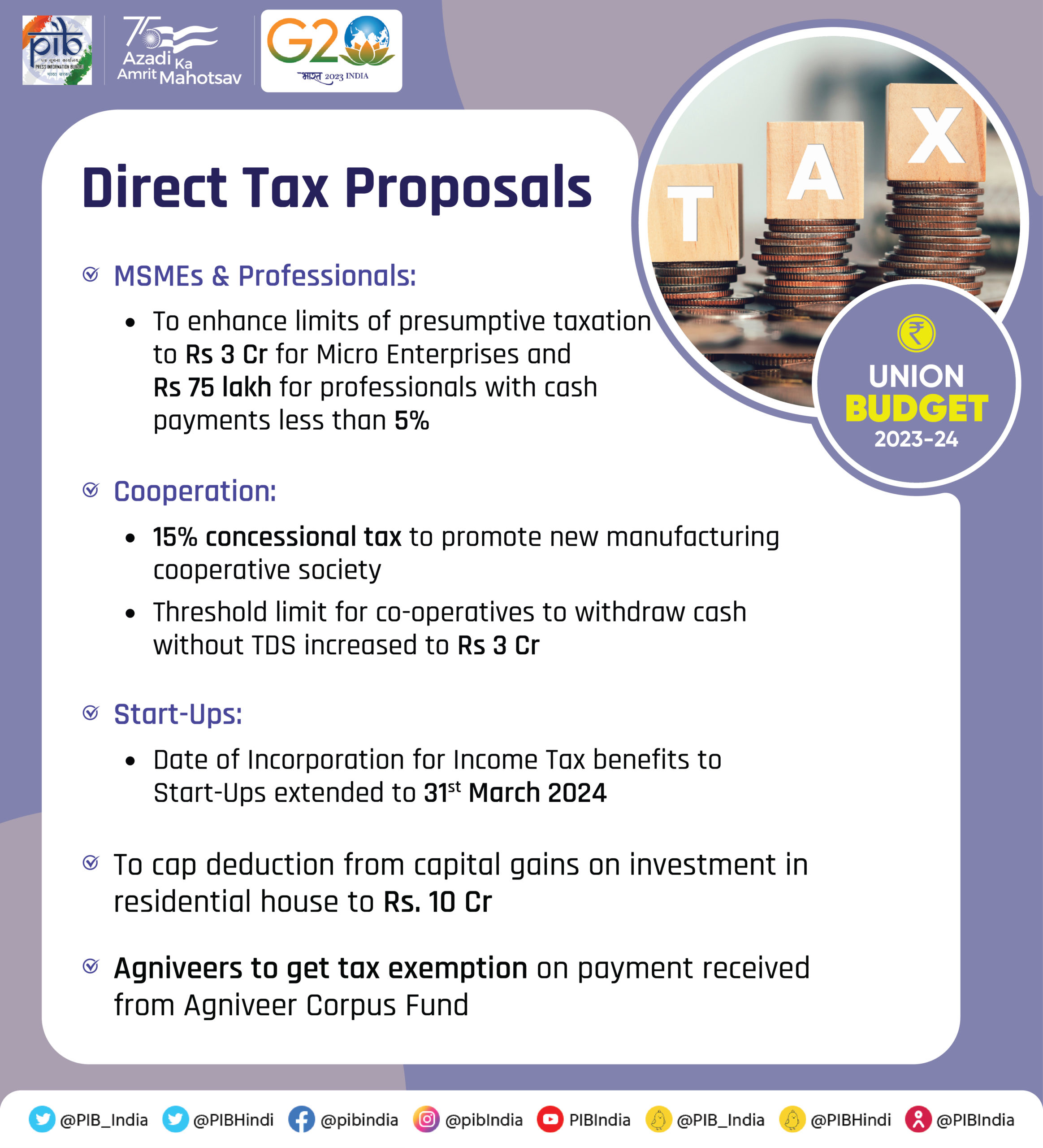 Direct Tax Proposals Union Budget 2023-24