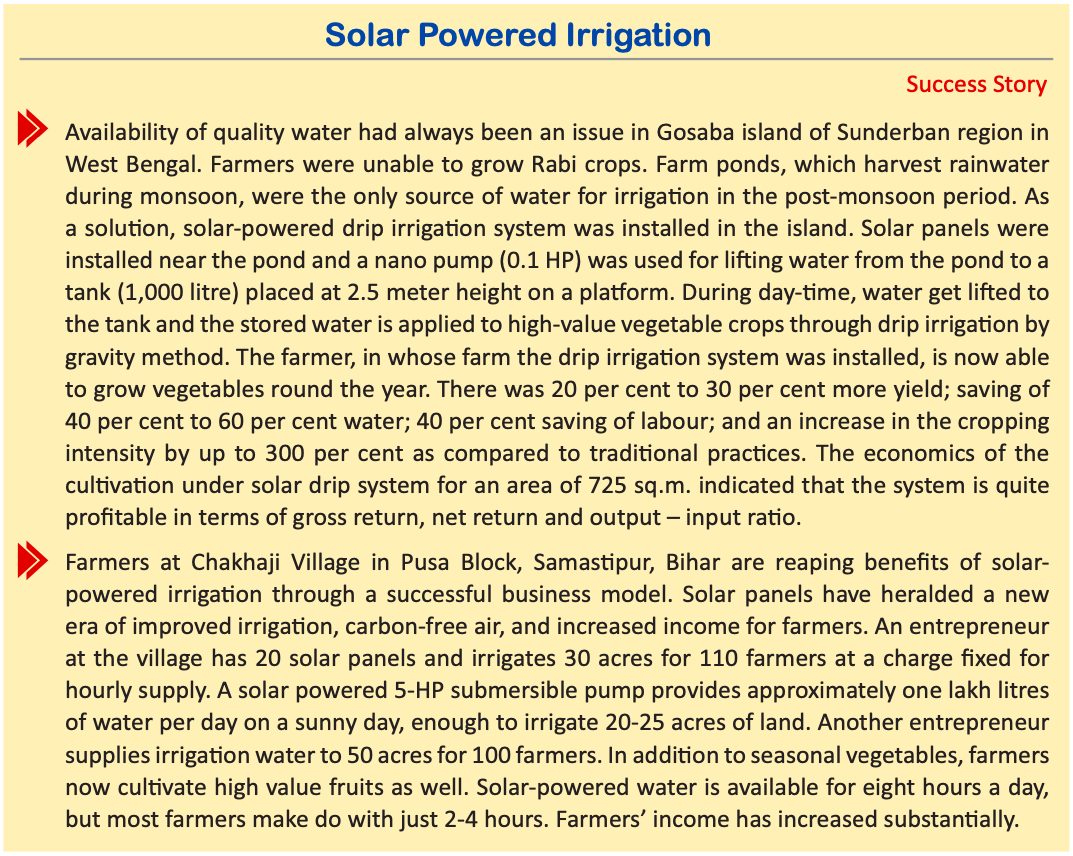 Solar Powered Irrigation Powering Agriculture Sector UPSC