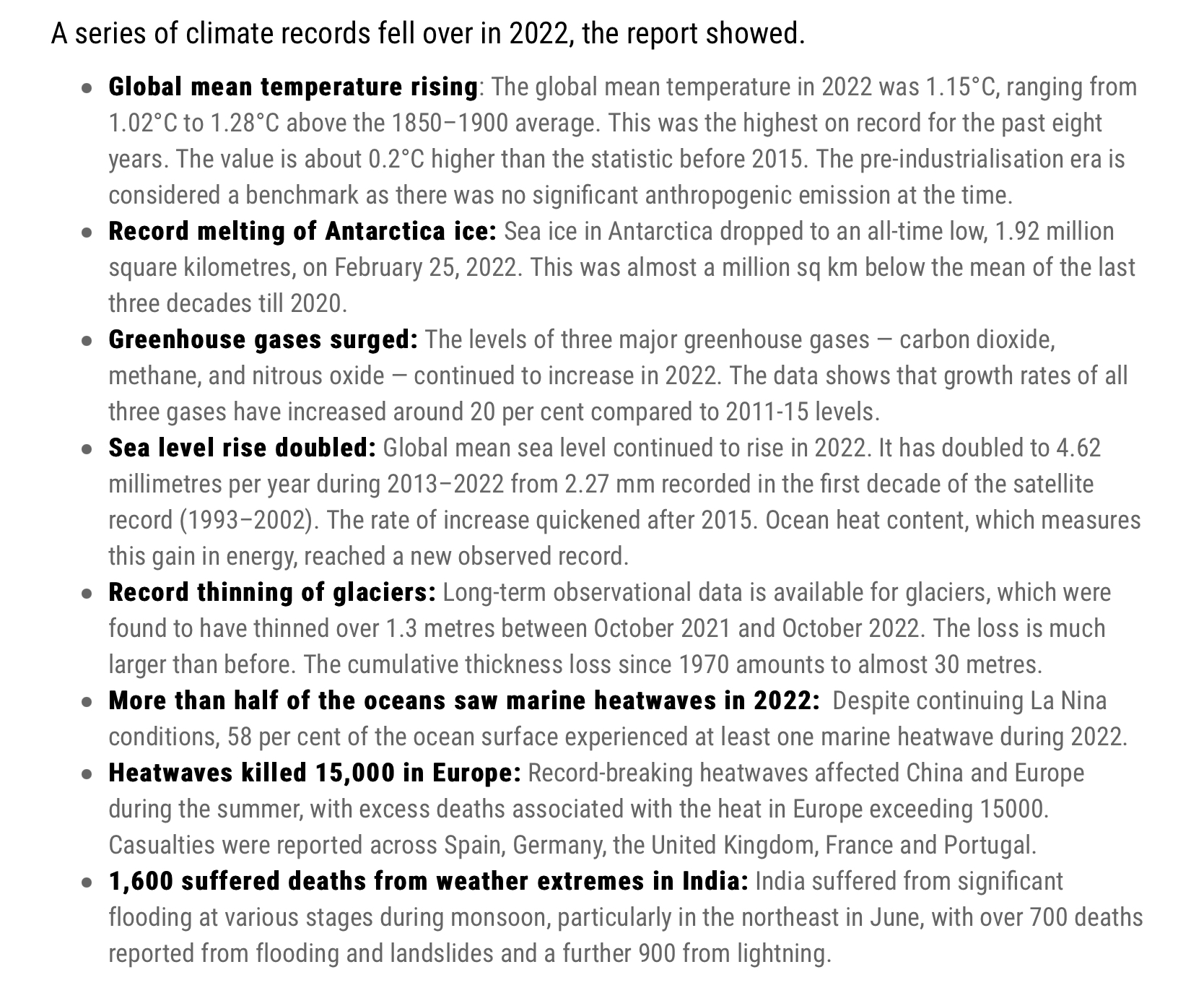 State of the Global Climate Report
