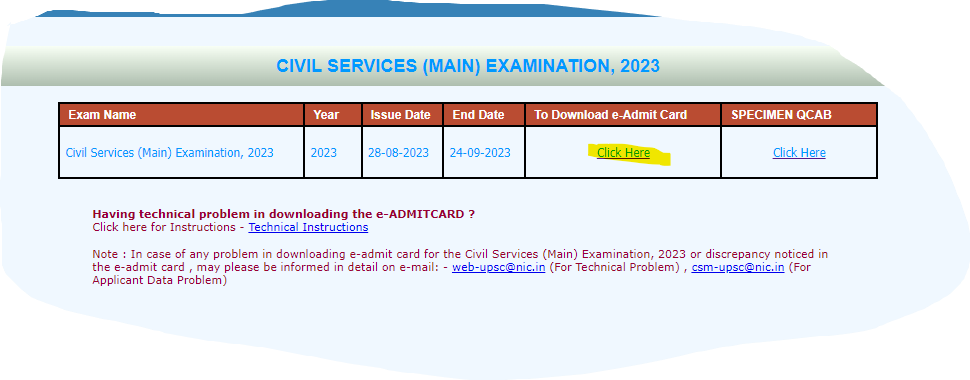 admit card for upsc mains 2023 