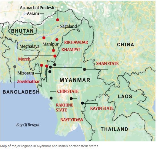 India Myanmar Border and conflict regions