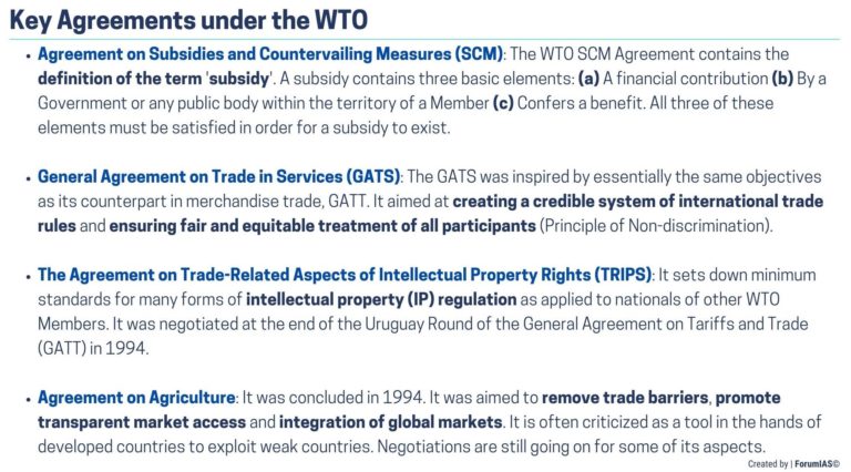 Key Agreements under WTO