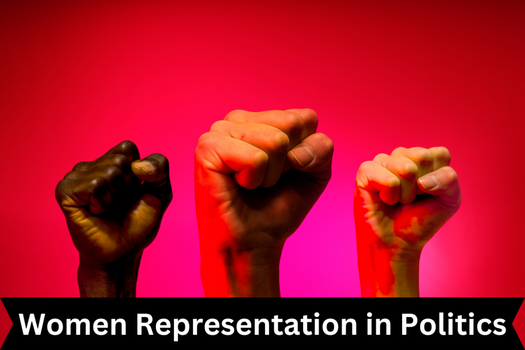 A collage of women in political roles, symbolizing the superficial progress in representation.