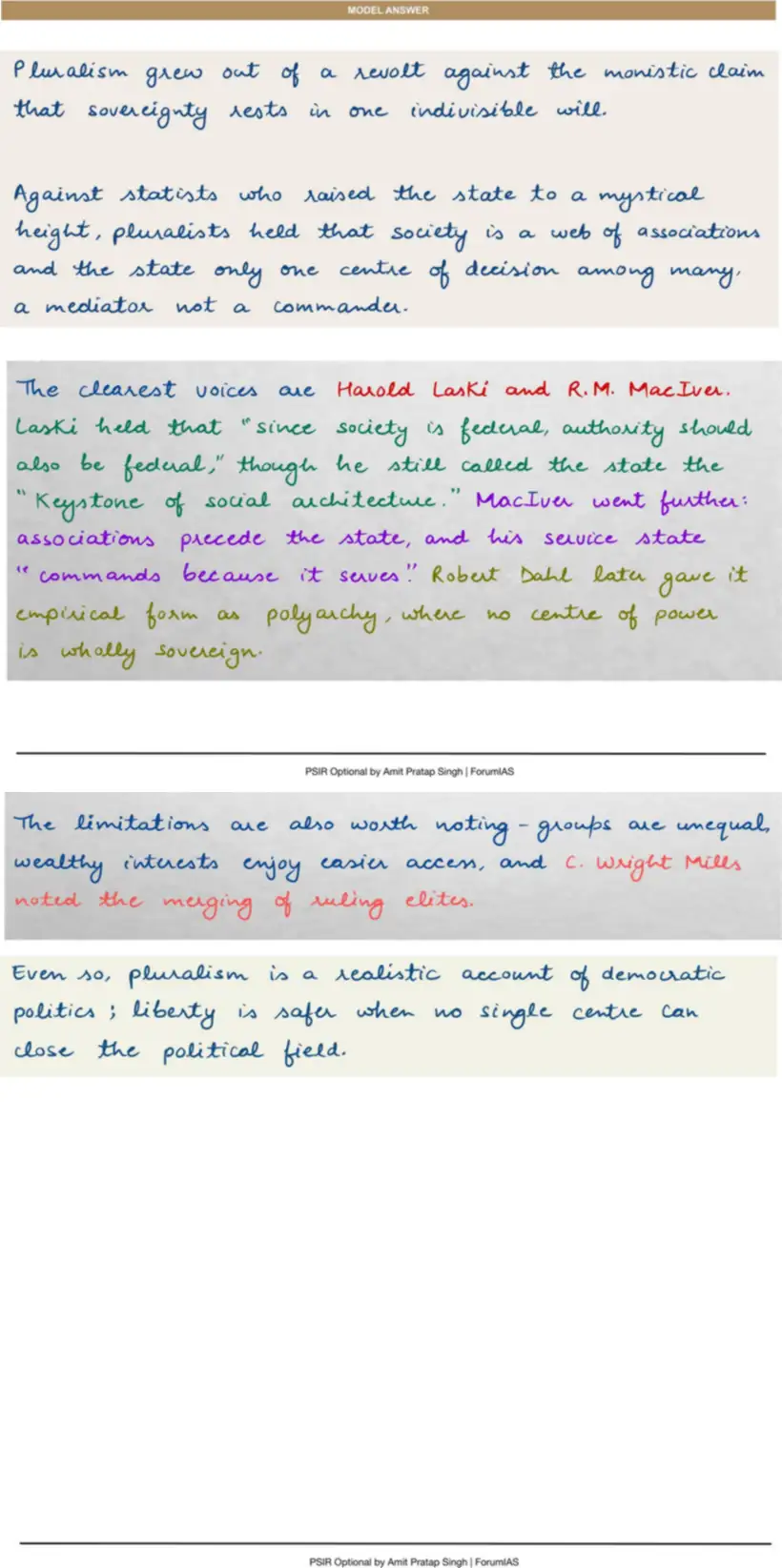 Handwritten model answer — UPSC PSIR 2019, Theories of the State