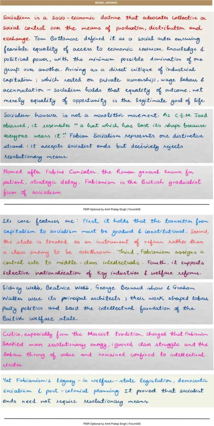 Handwritten model answer — UPSC PSIR 2017, Political Ideologies