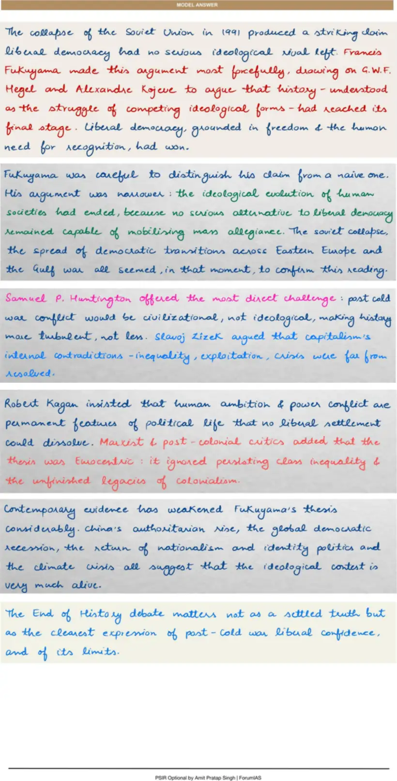 Handwritten model answer — UPSC PSIR 2017, Political Ideologies