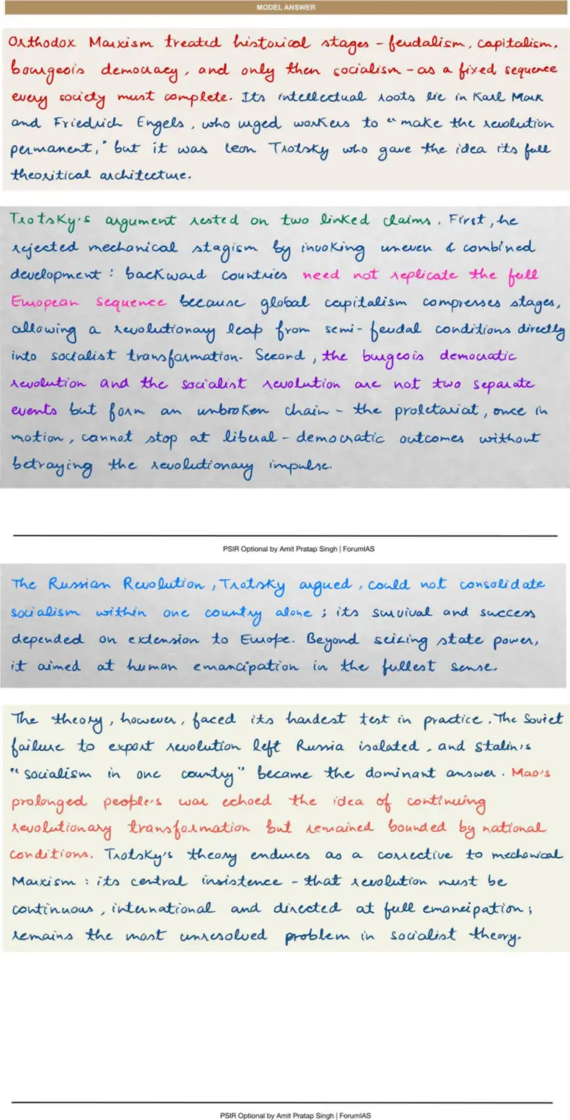 Handwritten model answer — UPSC PSIR 2022, Political Ideologies