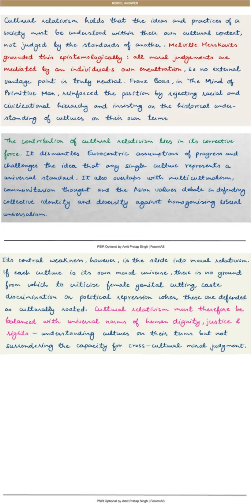 Handwritten model answer — UPSC PSIR 2022, Political Ideologies