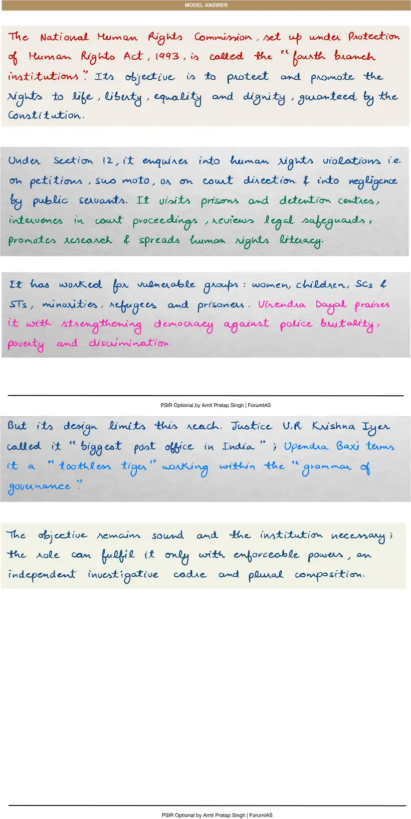 Handwritten model answer — UPSC PSIR 2016, Statutory & Constitutional Bodies
