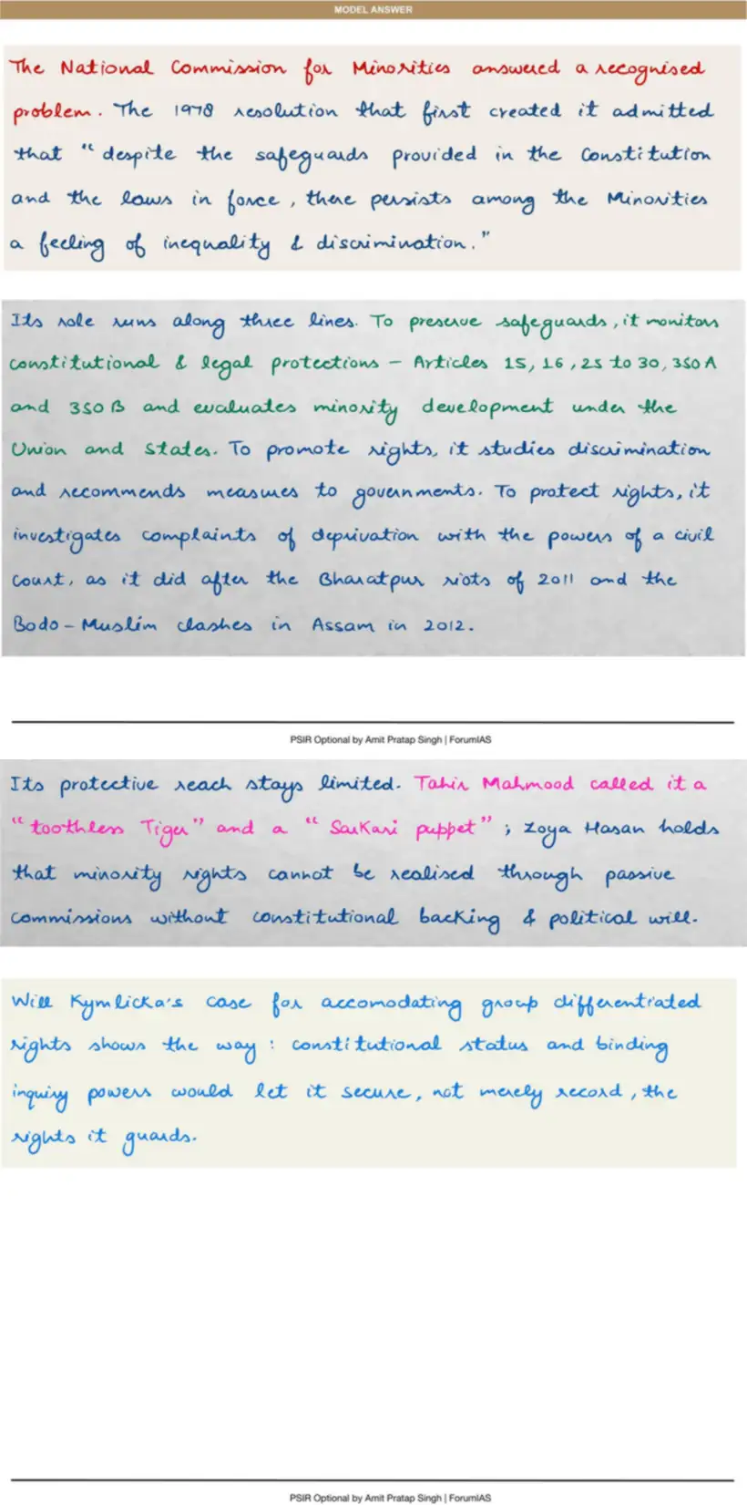 Handwritten model answer — UPSC PSIR 2017, Statutory & Constitutional Bodies