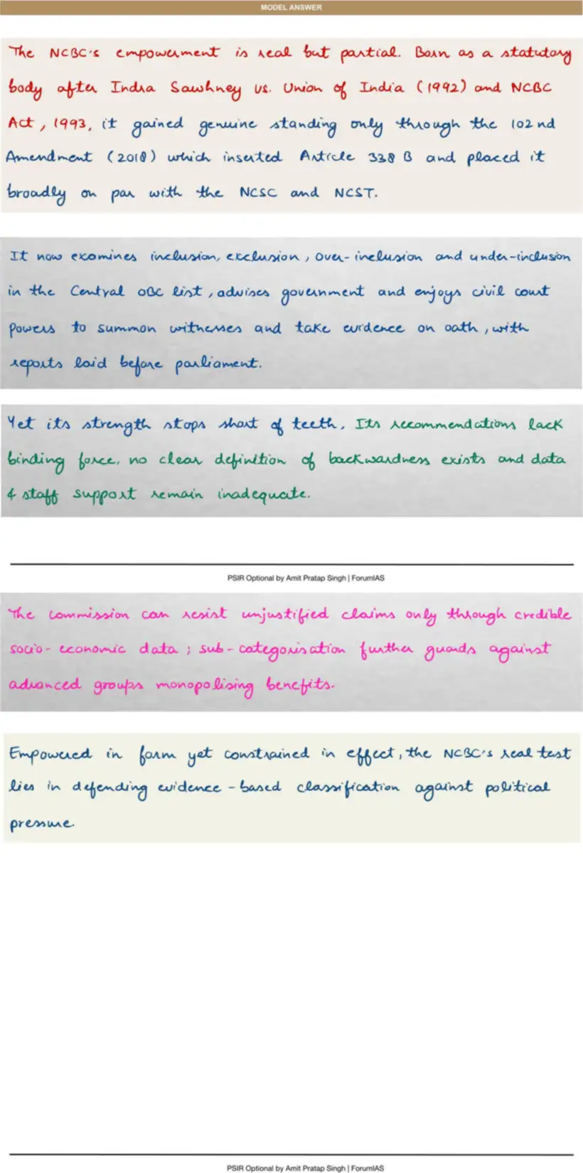 Handwritten model answer — UPSC PSIR 2022, Statutory & Constitutional Bodies