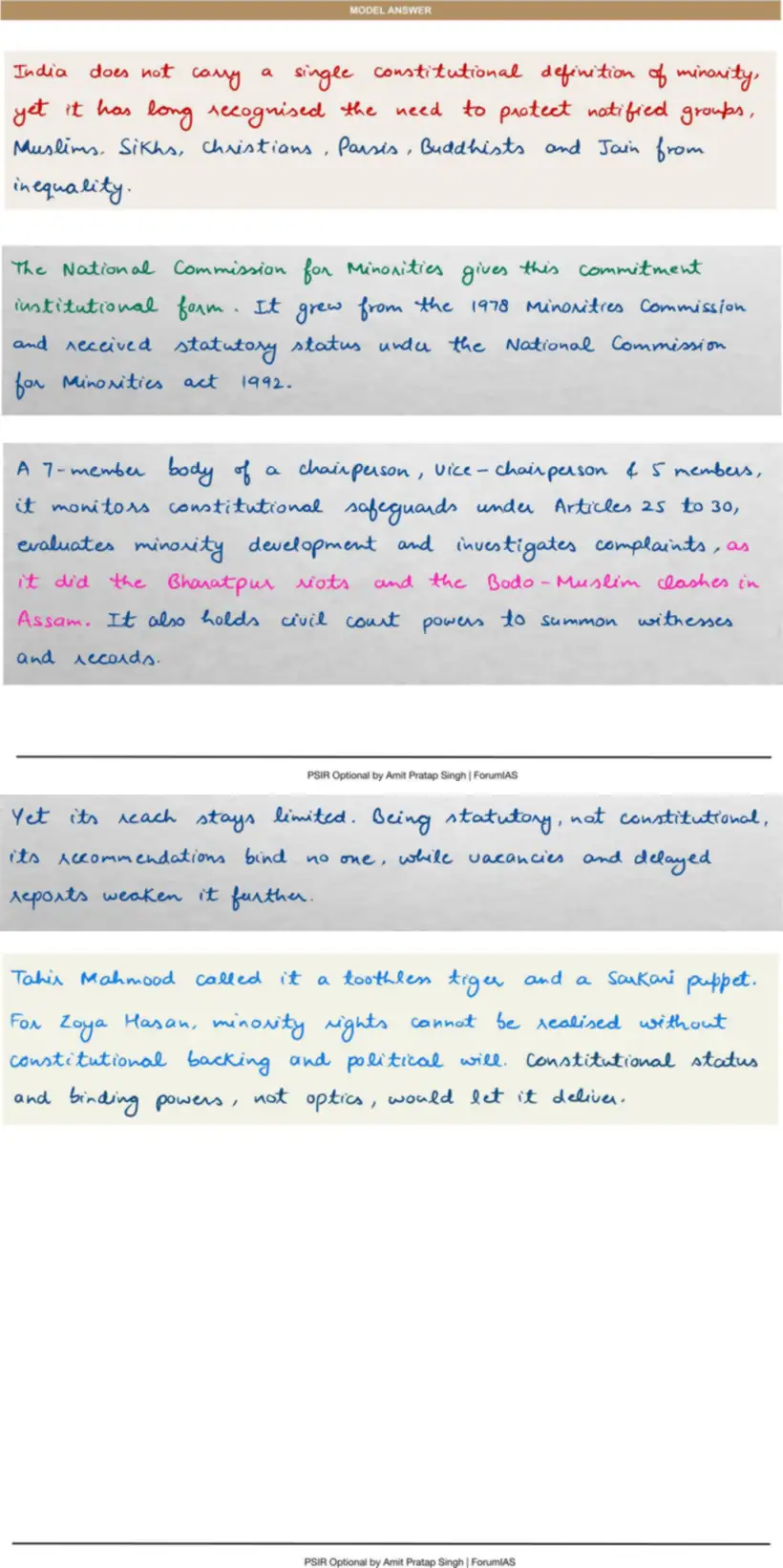 Handwritten model answer — UPSC PSIR 2023, Statutory & Constitutional Bodies