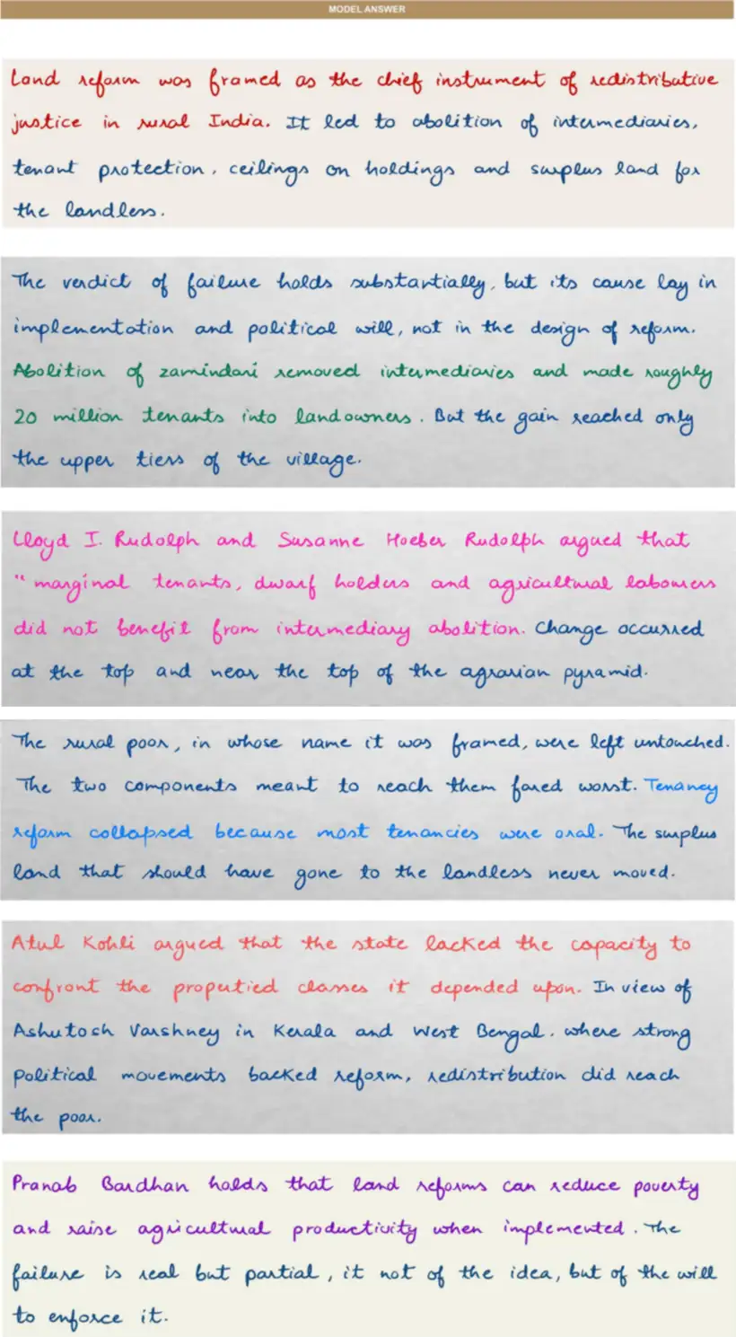 Handwritten model answer — UPSC PSIR 2016, Planning & Economic Development