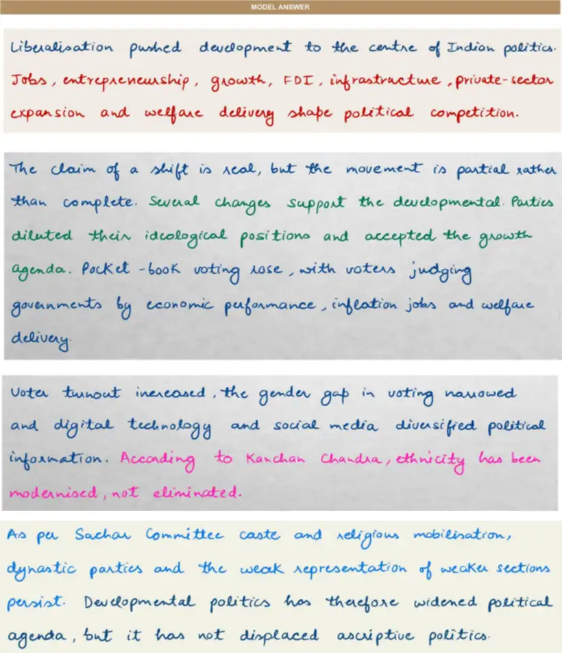 Handwritten model answer — UPSC PSIR 2017, Planning & Economic Development