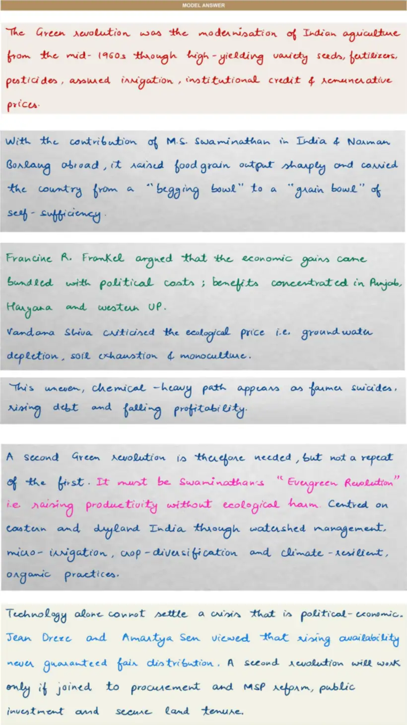 Handwritten model answer — UPSC PSIR 2017, Planning & Economic Development