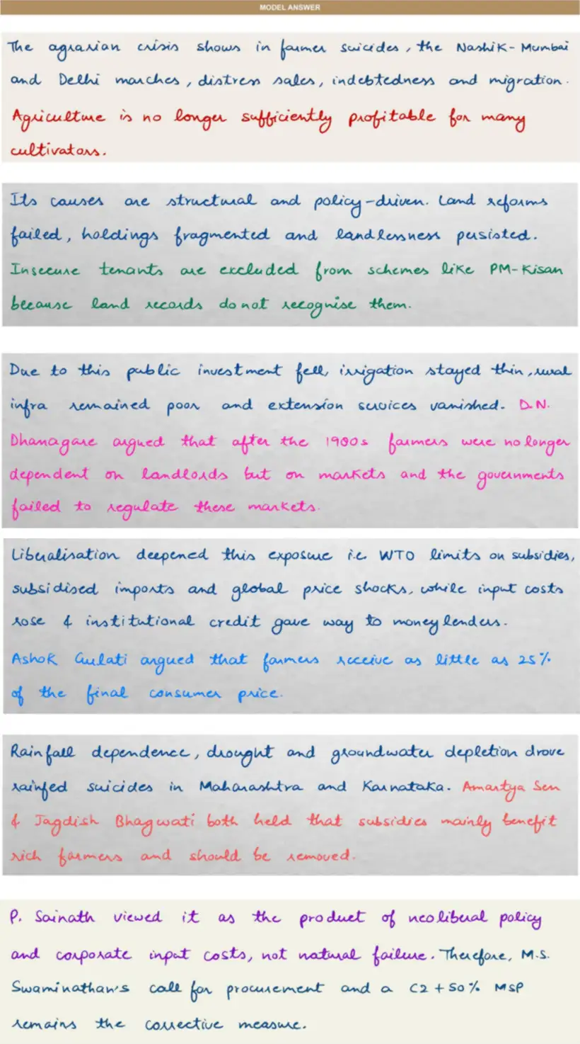 Handwritten model answer — UPSC PSIR 2018, Planning & Economic Development