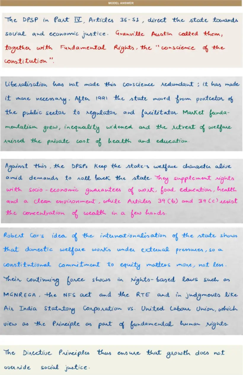 Handwritten model answer — UPSC PSIR 2019, Planning & Economic Development