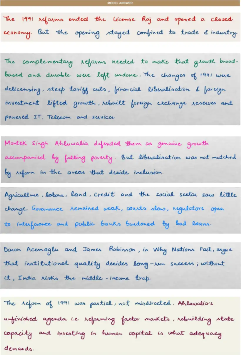 Handwritten model answer — UPSC PSIR 2020, Planning & Economic Development