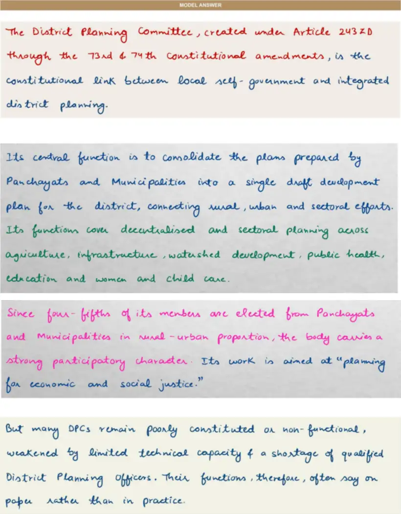 Handwritten model answer — UPSC PSIR 2023, Planning & Economic Development