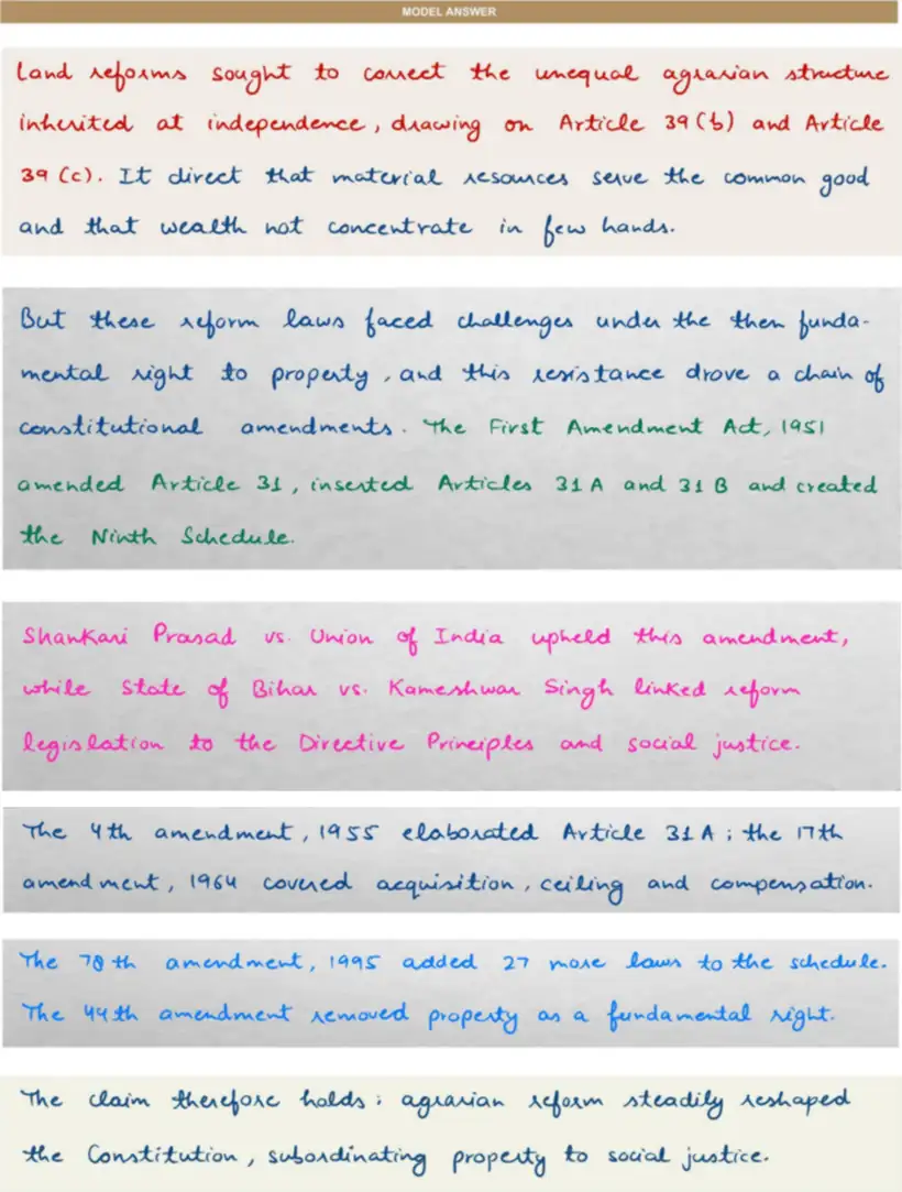 Handwritten model answer — UPSC PSIR 2025, Planning & Economic Development