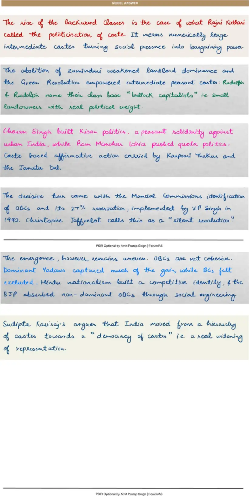 Handwritten model answer — UPSC PSIR 2016, Party System & Electoral Politics
