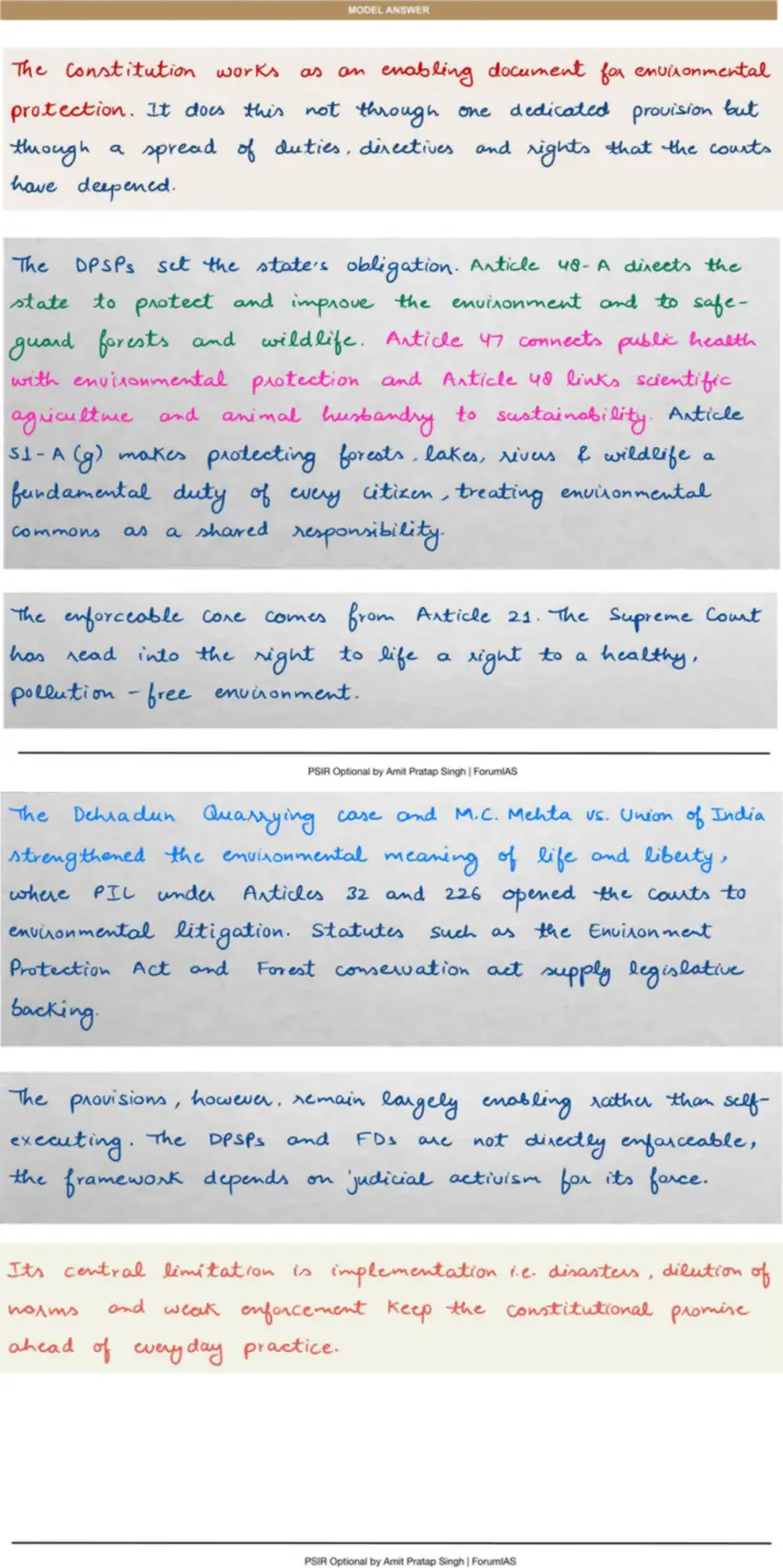 Handwritten model answer — UPSC PSIR 2016, Social Movements