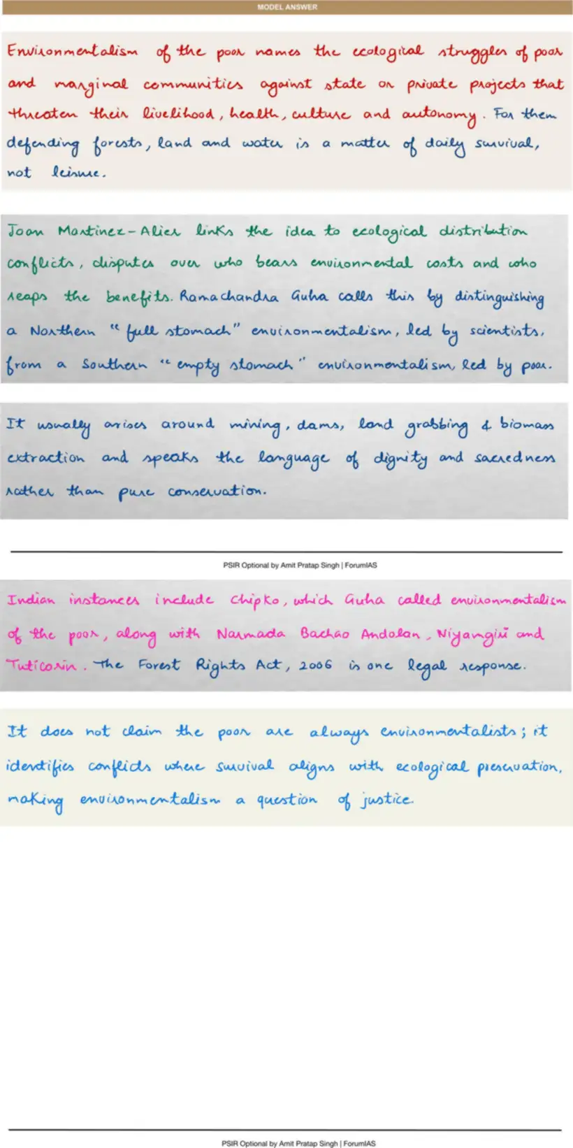 Handwritten model answer — UPSC PSIR 2023, Social Movements