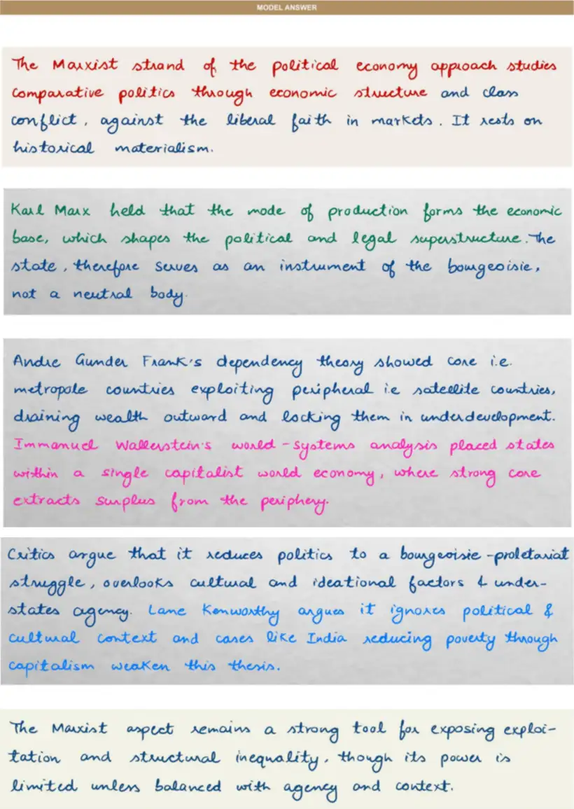 Handwritten model answer — UPSC PSIR 2016, Comparative Politics