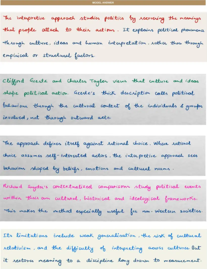 Handwritten model answer — UPSC PSIR 2024, Comparative Politics
