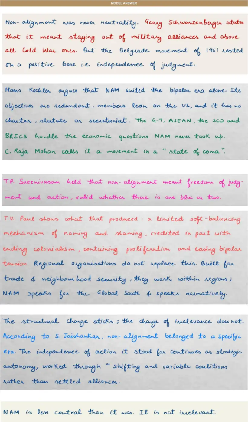 Handwritten model answer — UPSC PSIR 2017, Changing International Political Order