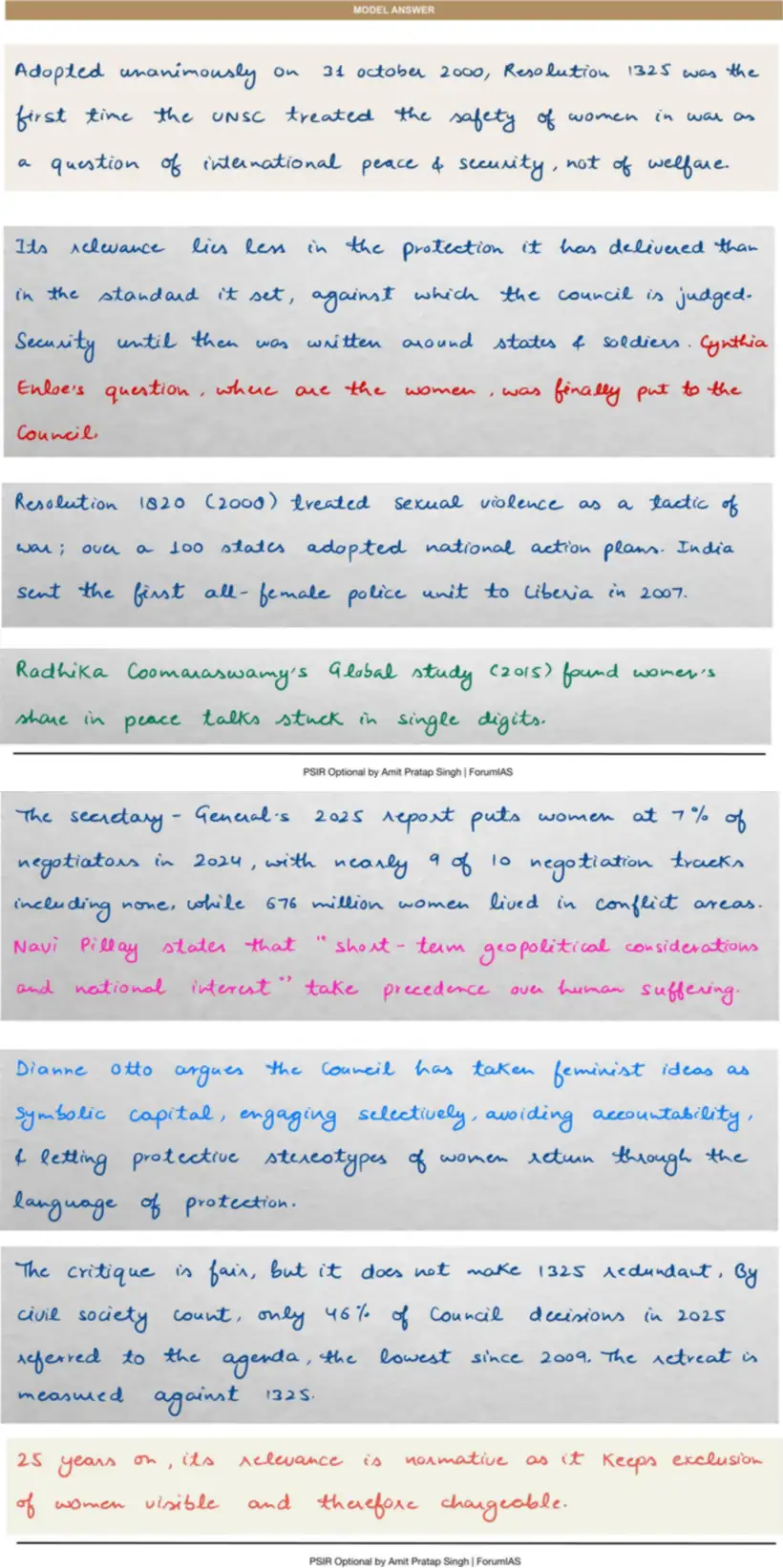 Handwritten model answer — UPSC PSIR 2013, The United Nations