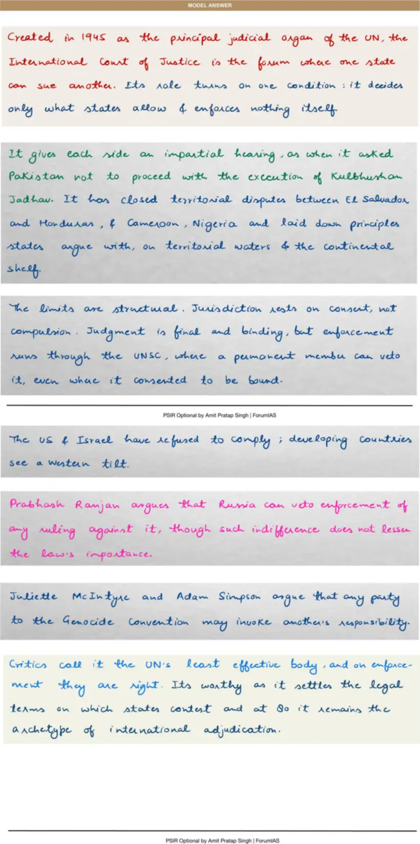 Handwritten model answer — UPSC PSIR 2019, The United Nations