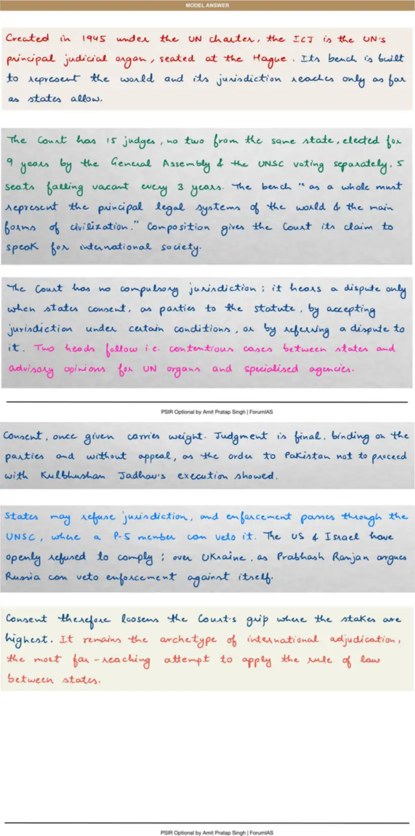 Handwritten model answer — UPSC PSIR 2022, The United Nations