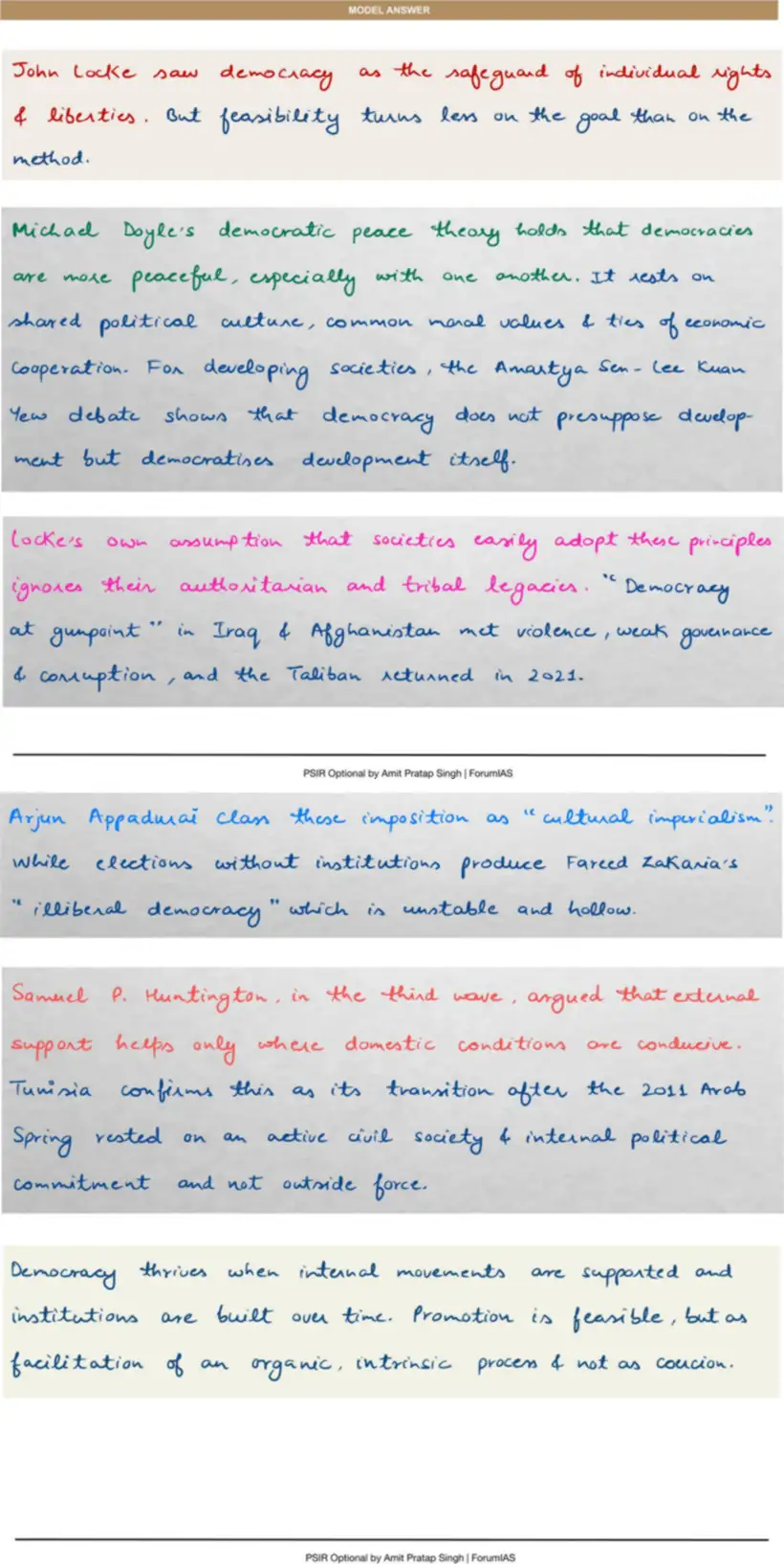 Handwritten model answer — UPSC PSIR 2019, Contemporary Global Concerns — I