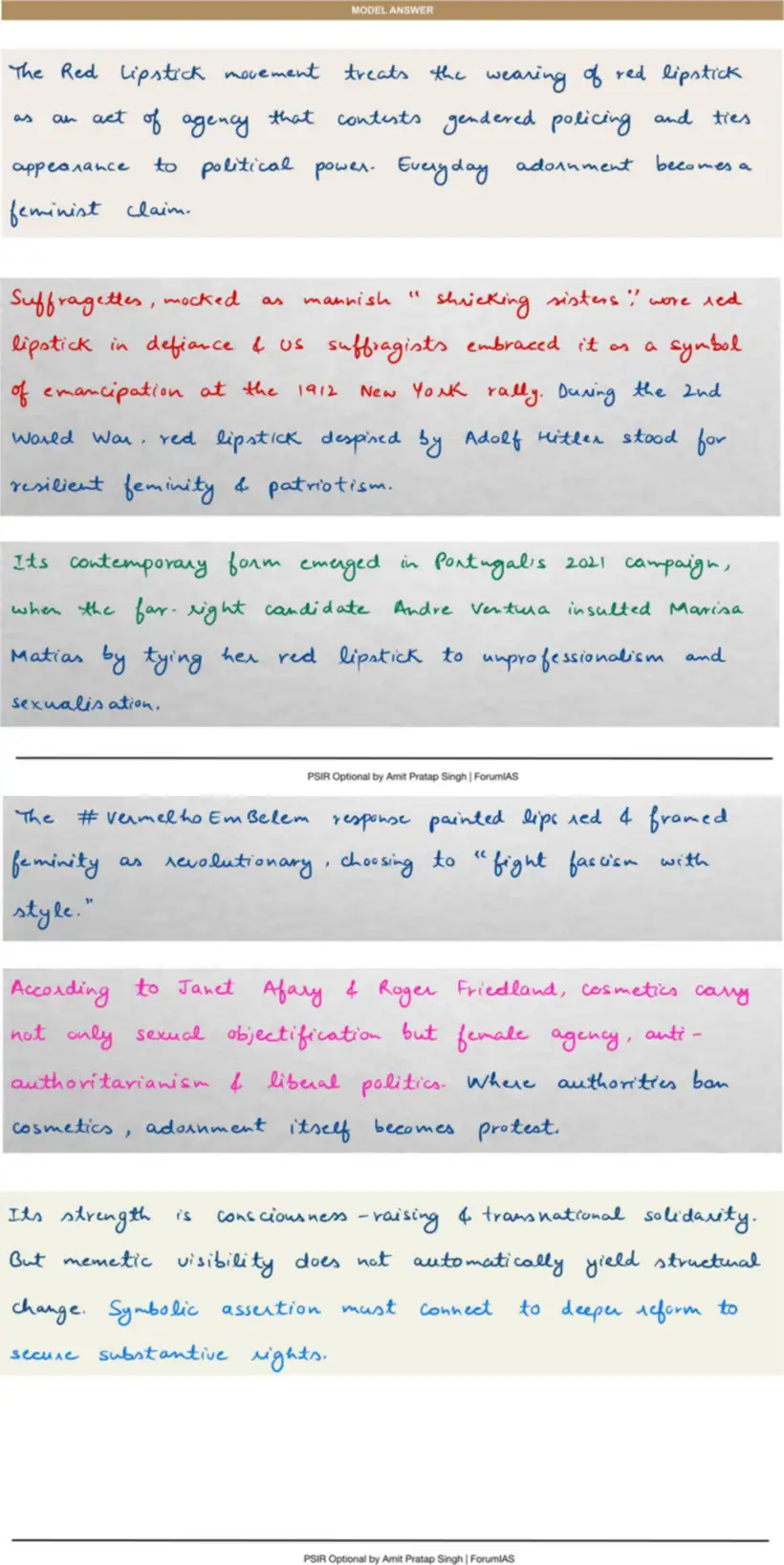 Handwritten model answer — UPSC PSIR 2025, Contemporary Global Concerns — I