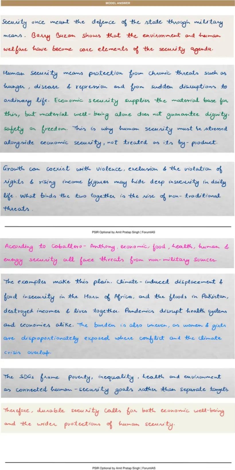 Handwritten model answer — UPSC PSIR 2016, Contemporary Global Concerns — II