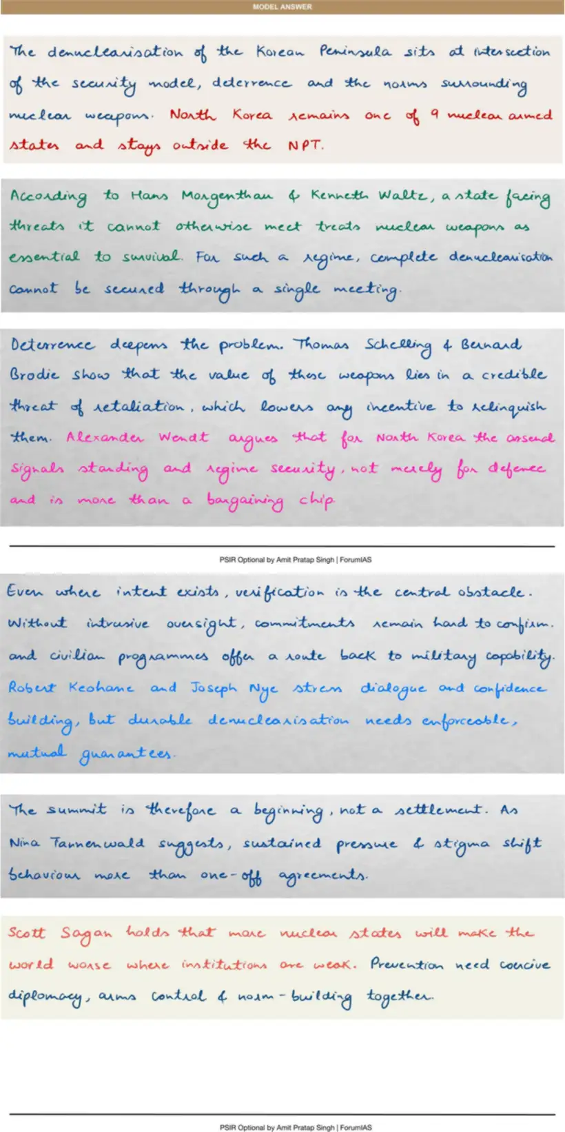 Handwritten model answer — UPSC PSIR 2018, Contemporary Global Concerns — II