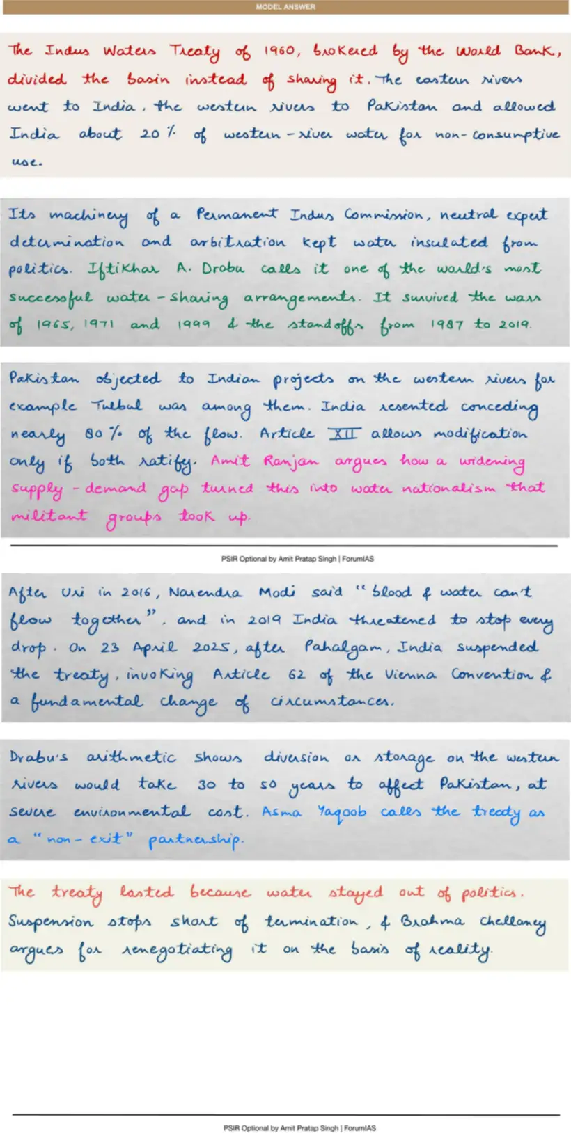 Handwritten model answer — UPSC PSIR 2017, India & South Asia — Part 1